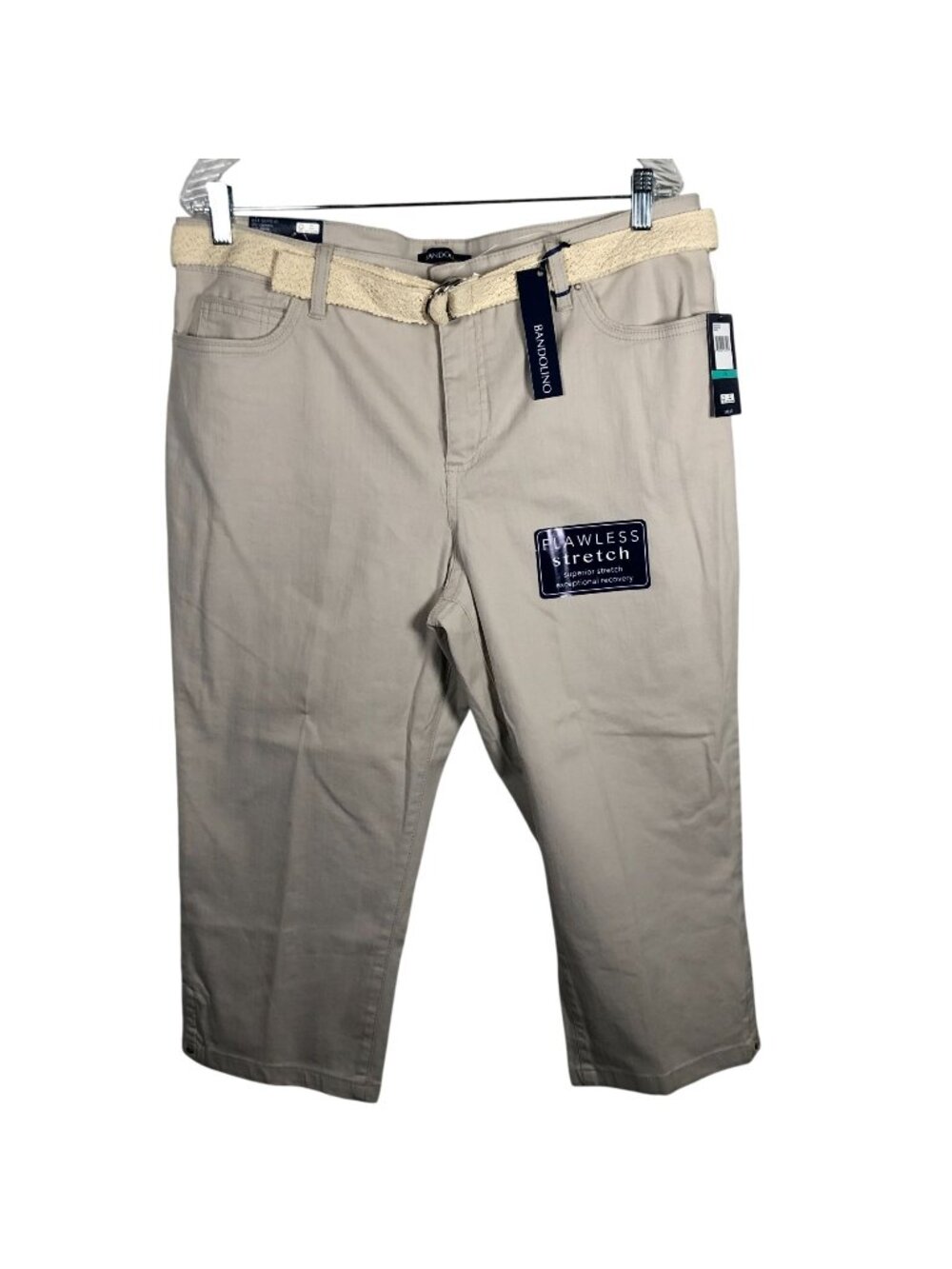 2 NWT Bandolino Womens Mandie Capri Pants Size 16 Stretch Belted Cropped Casual